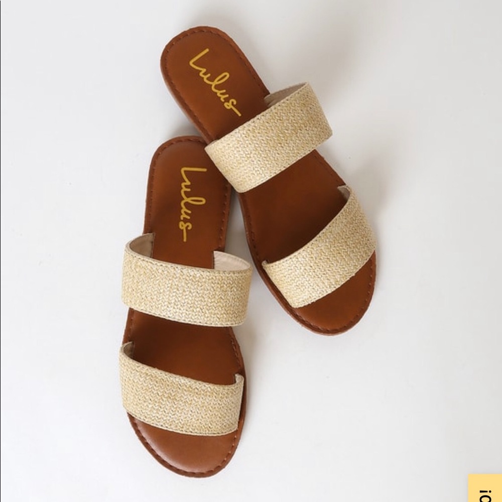 Natural Raffia Slide Sandals NWT